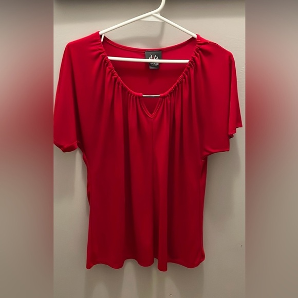 Dots Tops - Dots, XL red shirt with silver piece detail at neck
